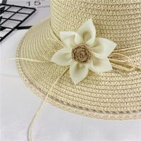 Women's Vacation Solid Color Flower Wide Eaves Sun Hat main image 4