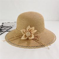 Women's Vacation Solid Color Flower Wide Eaves Sun Hat sku image 2