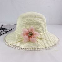 Women's Vacation Solid Color Flower Wide Eaves Sun Hat sku image 3