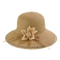 Women's Vacation Solid Color Flower Wide Eaves Sun Hat main image 3