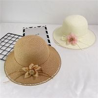 Women's Vacation Solid Color Flower Wide Eaves Sun Hat main image 2