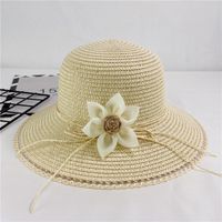 Women's Vacation Solid Color Flower Wide Eaves Sun Hat sku image 1