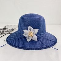Women's Vacation Solid Color Flower Wide Eaves Sun Hat sku image 5