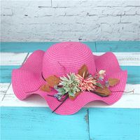 Femmes Vacances Couleur Unie Fleur Froufrous Chapeau De Paille sku image 5