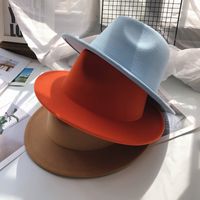 Unisex Fashion Solid Color Wide Eaves Felt Hat main image 6