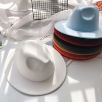 Unisex Fashion Solid Color Wide Eaves Felt Hat main image 2