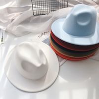 Unisex Fashion Solid Color Wide Eaves Felt Hat main image 5