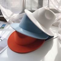 Unisex Fashion Solid Color Wide Eaves Felt Hat main image 4