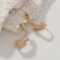 Fashion Snake Copper Ear Clips Plating Zircon Copper Earrings sku image 1