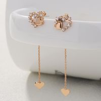 Fashion Heart Shape Copper Earrings Plating Zircon Copper Earrings 1 Pair main image 9