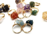 Ethnic Style Geometric Metal Plating Natural Stone Open Ring main image 2