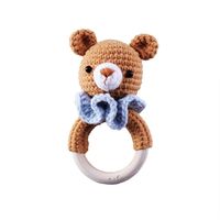 Baby Knitted Rattle Bell Wooden Ring Sounding Rattle Toy Rattle Toy Baby Soothing Doll Hand Crocheted Weaving main image 5