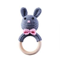 Baby Knitted Rattle Bell Wooden Ring Sounding Rattle Toy Rattle Toy Baby Soothing Doll Hand Crocheted Weaving sku image 13