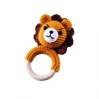 Baby Knitted Rattle Bell Wooden Ring Sounding Rattle Toy Rattle Toy Baby Soothing Doll Hand Crocheted Weaving sku image 41