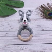 Baby Knitted Rattle Bell Wooden Ring Sounding Rattle Toy Rattle Toy Baby Soothing Doll Hand Crocheted Weaving sku image 9