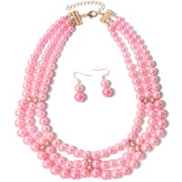 Elegant Geometric Imitation Pearl Beaded Layered Pearl Necklace sku image 5