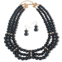 Elegant Geometric Imitation Pearl Beaded Layered Pearl Necklace sku image 9