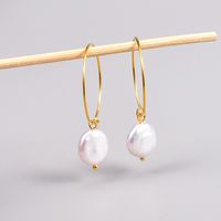 Fashion Geometric Titanium Steel Earrings Plating Pearl Stainless Steel Earrings main image 3