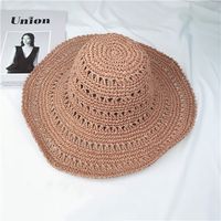 Unisex Vacation Solid Color Wide Eaves Straw Hat main image 2