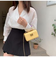 Cute Solid Color Beaded Chain Square Buckle Square Bag main image 6