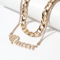 Fashion Letter Alloy Inlay Rhinestone Layered Necklaces main image 2