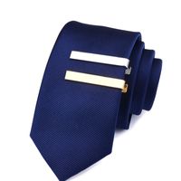 Tie Clip Copper Stainless Steel Electrophoresis Color Navy Blue Dark Blue Men's Silver Black And Golden Gift Box main image 3