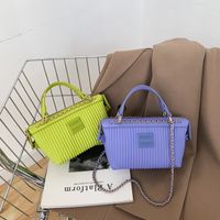 Women's Small Pu Leather Solid Color Fashion Chain Square Zipper Crossbody Bag main image 6