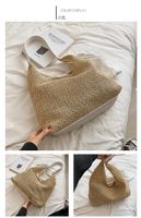 Medium Straw Weave Soft Surface Shopping Bag-typed Magnetic Buckle Straw Bag sku image 3