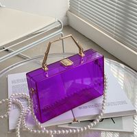 Mode Einfarbig Perle Transparent Metallknopf Quadrat Schnalle Quadratische Tasche sku image 3