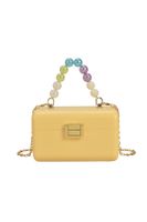 Cute Solid Color Beaded Chain Square Buckle Square Bag main image 4