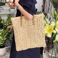 Women's Medium Straw Solid Color Vacation Weave Square Zipper Straw Bag main image 4