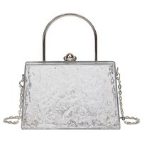 Vintage Style Solid Color Transparent Chain Square Buckle Handbag main image 3