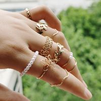 Simple Style Leaf Flower Alloy Pearl Women's Rings main image 5