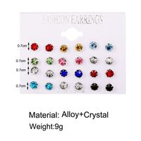 Simple Style Solid Color Alloy Plating Inlay Artificial Crystal Ear Studs 1 Set main image 5