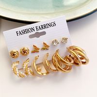 Fashion Butterfly Alloy Inlay Rhinestone Pearl Earrings 6 Pairs main image 5