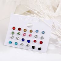 Simple Style Solid Color Alloy Plating Inlay Artificial Crystal Ear Studs 1 Set main image 4