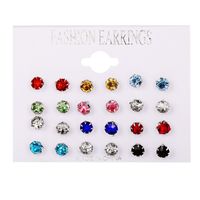 Simple Style Solid Color Alloy Plating Inlay Artificial Crystal Ear Studs 1 Set sku image 1