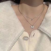 Fashion Heart Shape Butterfly Alloy Pearl Hollow Out Necklace main image 1