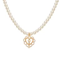 Fashion Heart Shape Butterfly Alloy Pearl Hollow Out Necklace main image 5
