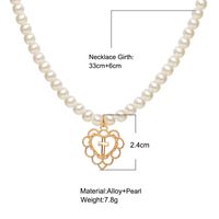 Fashion Heart Shape Butterfly Alloy Pearl Hollow Out Necklace main image 4