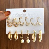 Fashion Heart Shape Butterfly Alloy Inlay Rhinestone Pearl Earrings 1 Set sku image 4