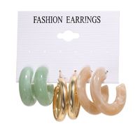 1 Set Fashion C Shape Pearl Alloy Resin Earrings main image 4