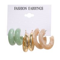 1 Set Fashion C Shape Pearl Alloy Resin Earrings sku image 3