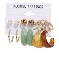 1 Set Fashion C Shape Pearl Alloy Resin Earrings sku image 12