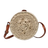 Femmes Moyen Paille Couleur Unie Style Ethnique Tisser Rond Boucle Magnétique Sac Bandoulière main image 2