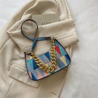 Streetwear Color Block Chain Zipper Underarm Bag sku image 3