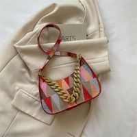 Streetwear Color Block Chain Zipper Underarm Bag sku image 5