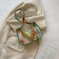 Streetwear Color Block Chain Zipper Underarm Bag sku image 2