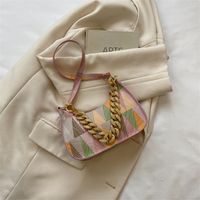 Streetwear Color Block Chain Zipper Underarm Bag sku image 1