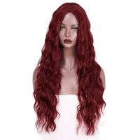 Women's Fashion Wine Red Casual Party Chemical Fiber Centre Parting Long Curly Hair Wigs main image 2
